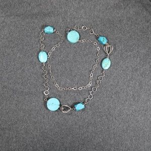 925 sterling silver handmade large turquoise stone long necklace